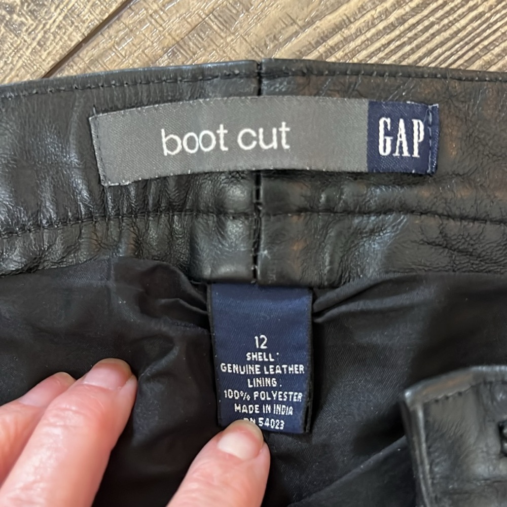 GAP Black Genuine Leather Bootcut Pants. - Picture 3 of 14